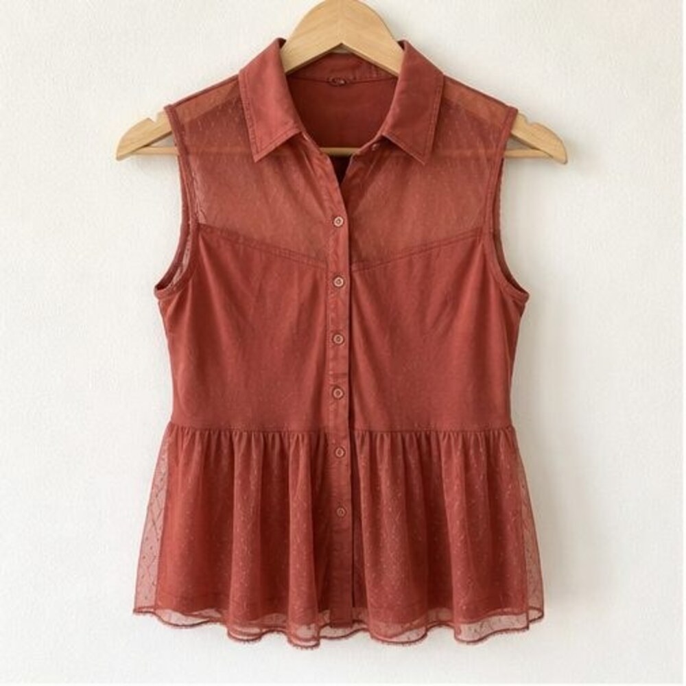 Rust Tie Neck Blouse